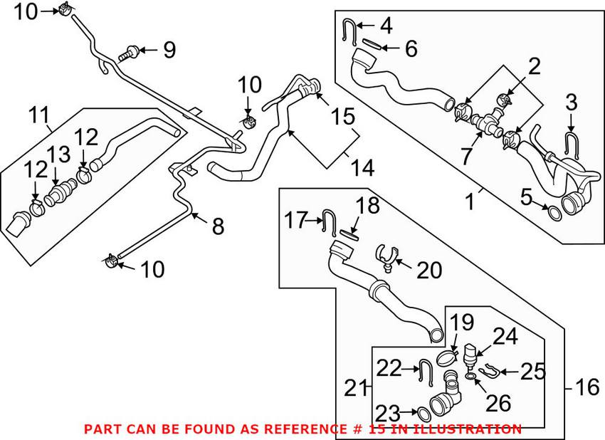 Audi VW Engine Coolant Hose Coupler 1K0122291C