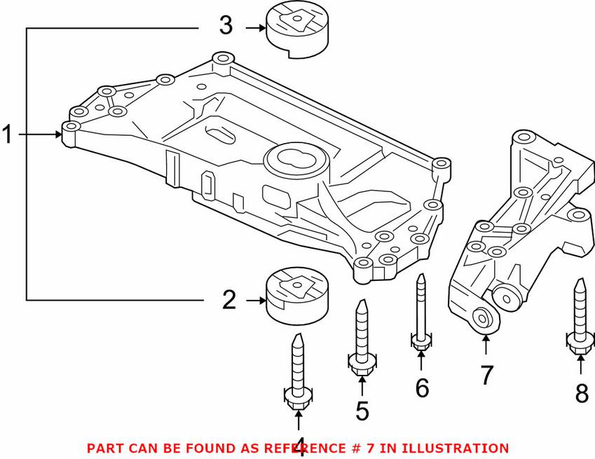 Audi VW Subframe Bracket - Front Passenger Side 1K0199296J