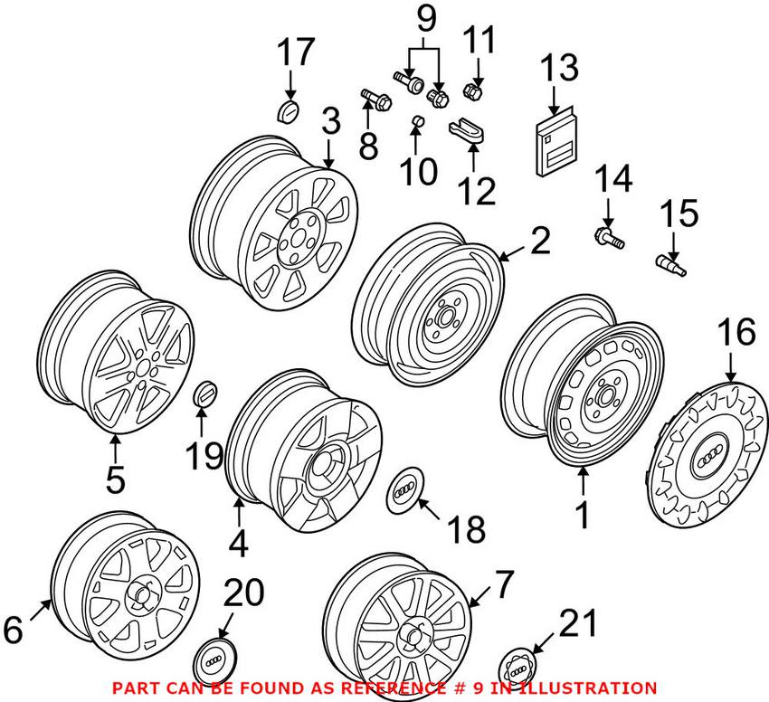 VW Wheel Lock Bolt Set (M14x1.5x27.5) 1K0698137A