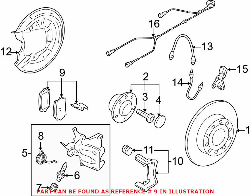 Audi VW Disc Brake Pad Set - Rear 1K0698451G