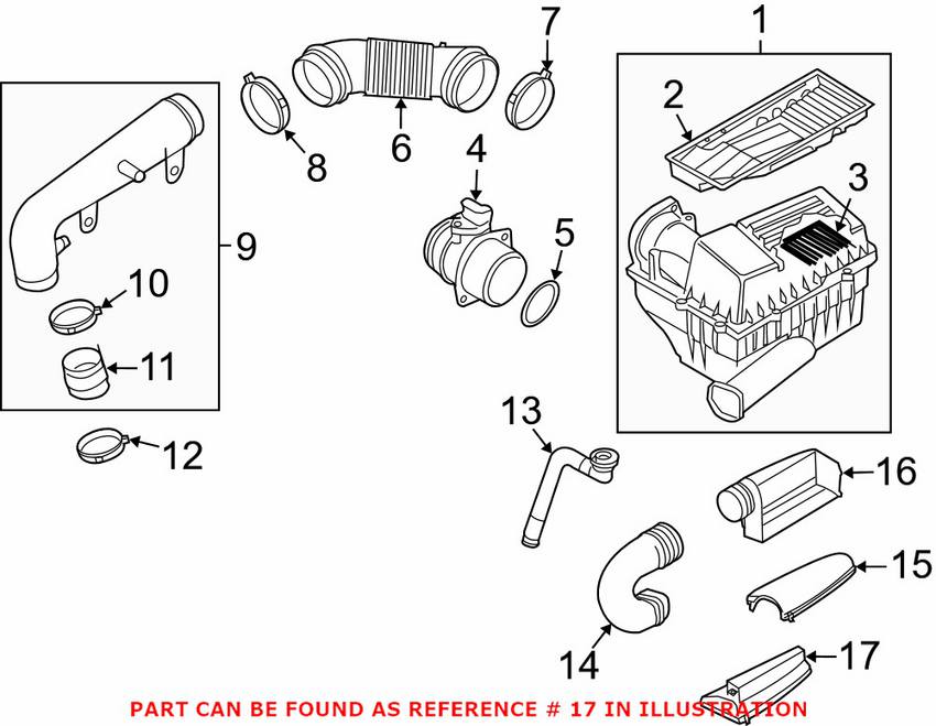 Audi VW Air Filter Intake Duct 1K0805971C9B9