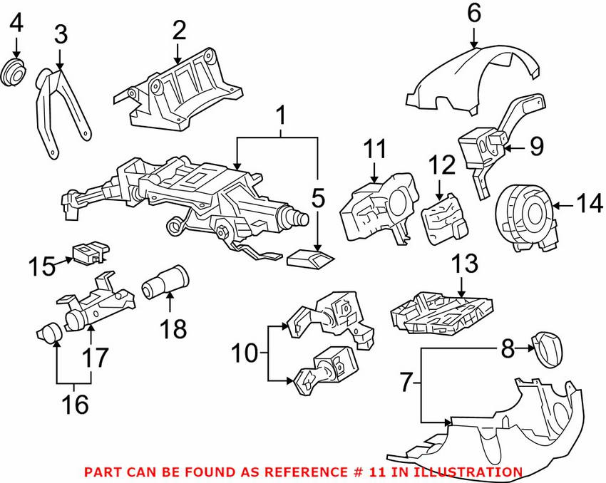 VW Steering Column Switch Housing 1K0905141