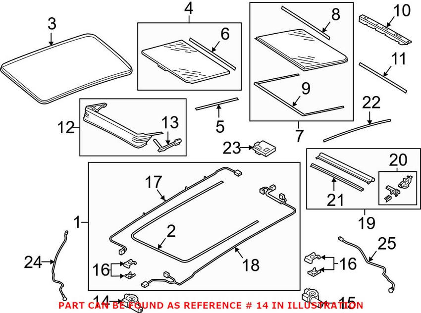 VW Sunroof Motor - Front 3G9877795F