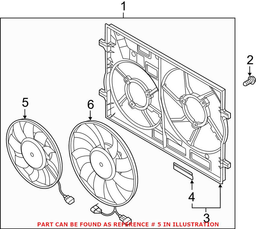 Audi VW Engine Cooling Fan Motor - Passenger Side 3Q0959455C