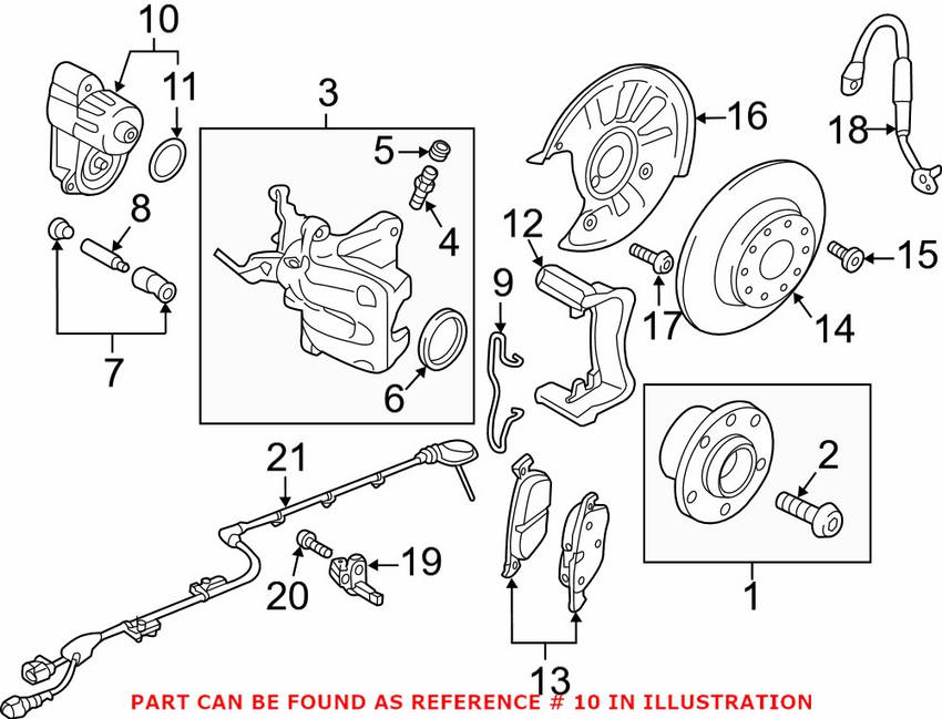 VW Parking Brake Actuator - Rear Driver Side 3Q0998281