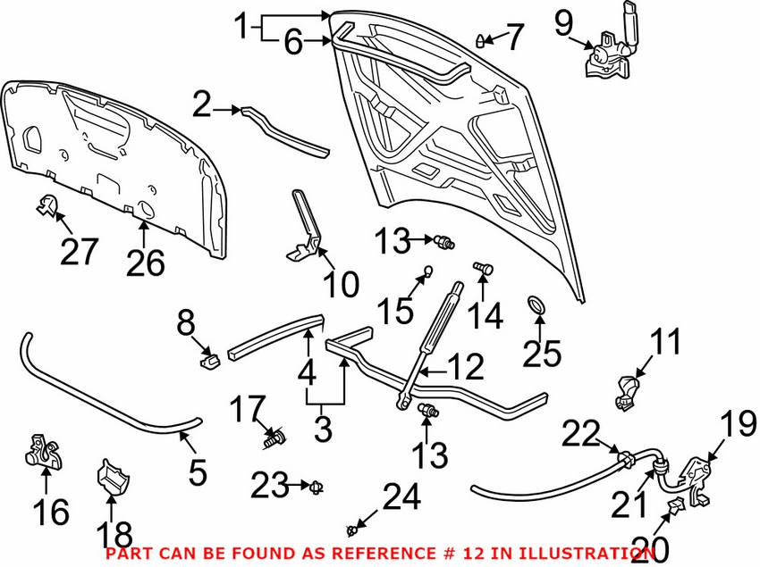 Audi Hood Lift Support 4B0823359C