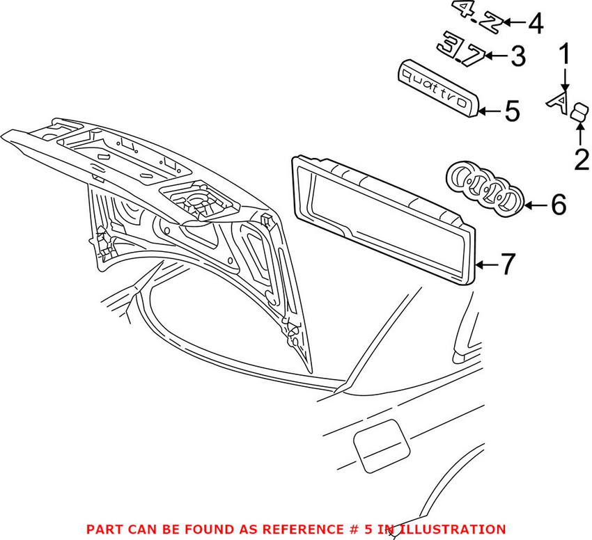 Audi Emblem - Rear (Quattro) 4B0853737D2ZZ