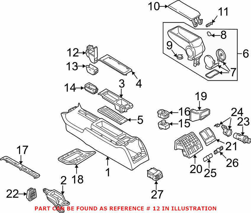 Audi Cup Holder - Center Console (Black) 4B08625337PE