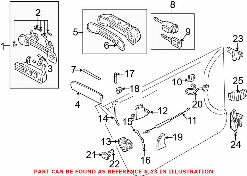 Audi Door Lock Actuator - Front Driver Side (w/ Contact Switch) 4B1837015H