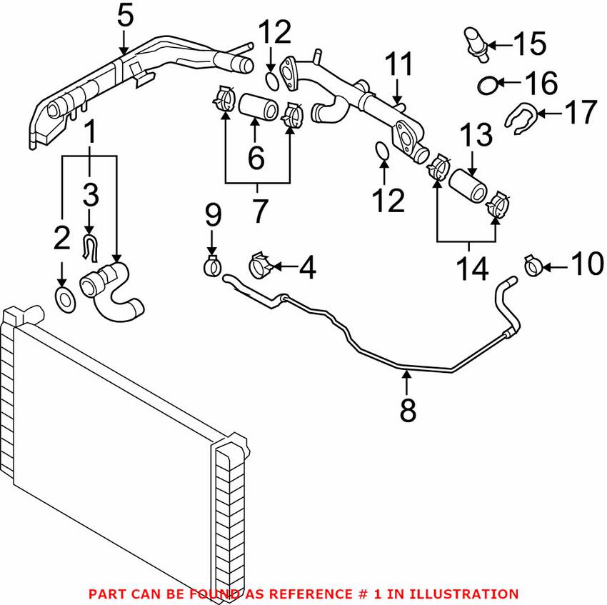 Audi Engine Coolant Hose - Upper 4F0121101E