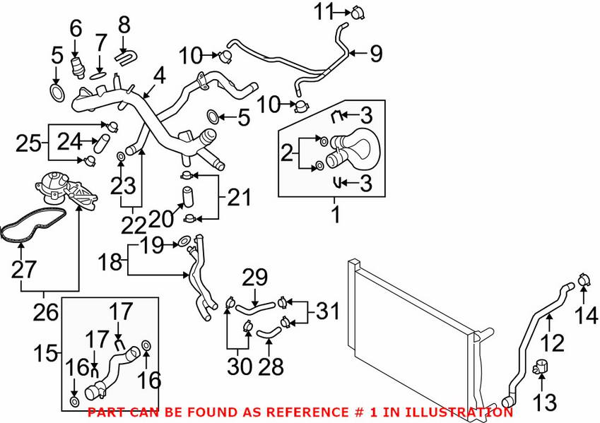 Audi Engine Coolant Hose - Upper 4F0121101F