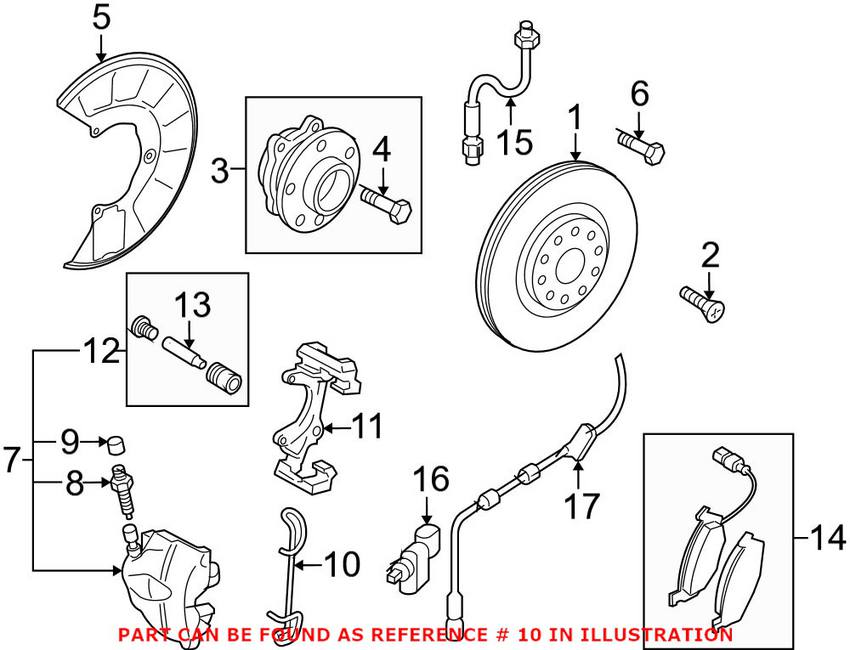 Audi VW Disc Brake Caliper Retainer Spring - Front 4F0615269