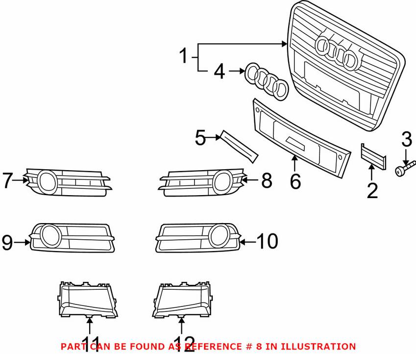 Audi Grille Insert - Driver Side 4F0807681A01C