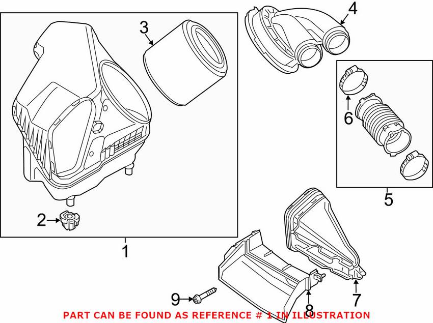 Audi Air Filter and Housing Assembly 4G0133836AH