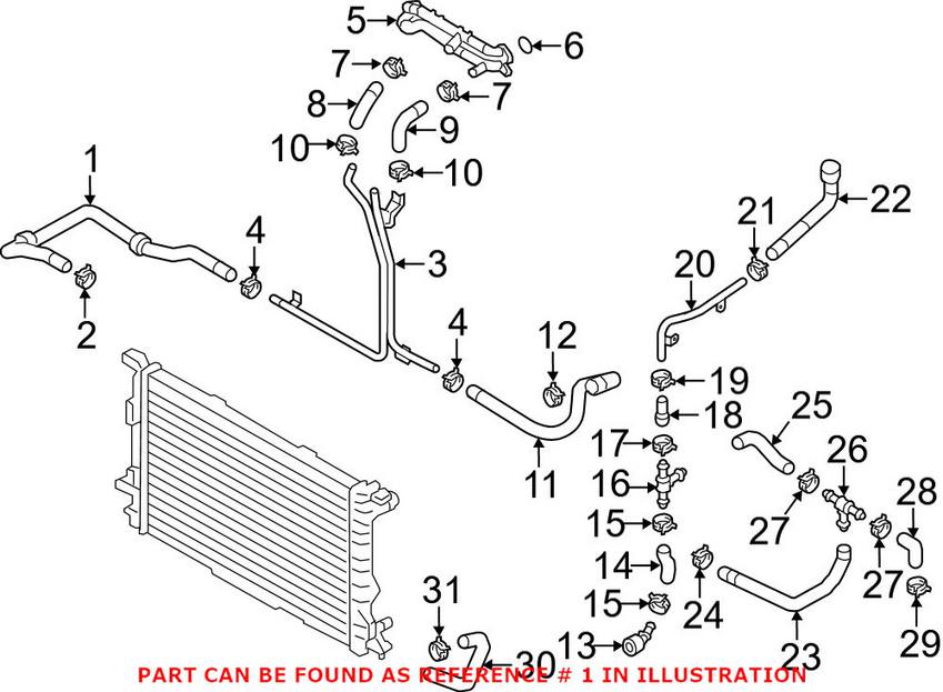 Audi Radiator Coolant Hose - Passenger Side 4G0145923C