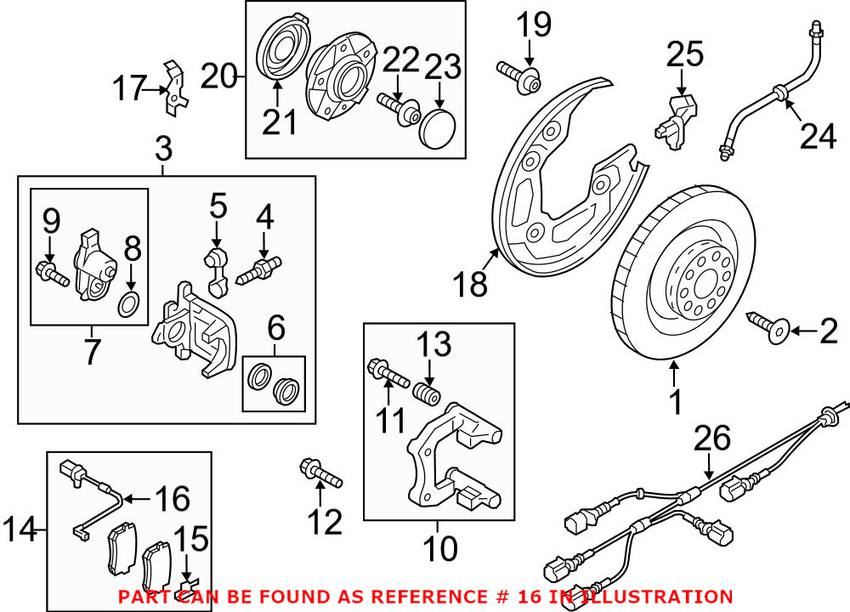 Audi Porsche Disc Brake Pad Wear Sensor - Rear 4G0615121