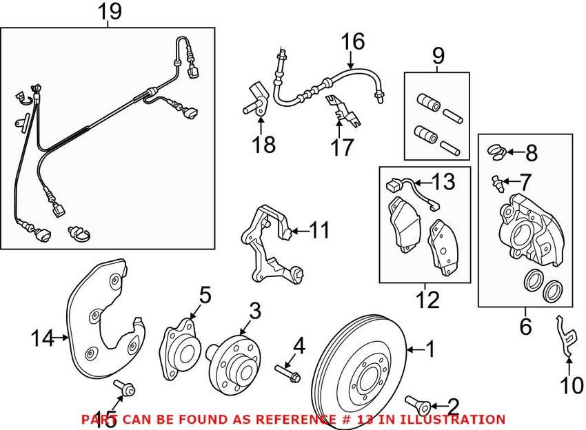 Audi Disc Brake Pad Wear Sensor - Front 4G0615121B