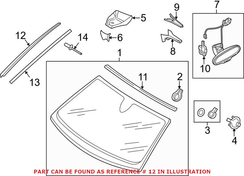 Audi Windshield Weather Strip - Driver Side (Satin Black) 4G0854327B01C