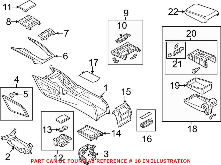 Audi Seat Armrest Base 4G0864208H4PK