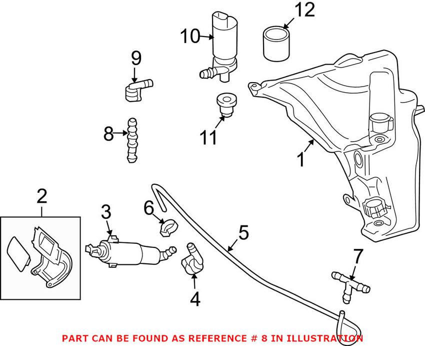 Audi Headlight Washer Hose Connector 4G0955873