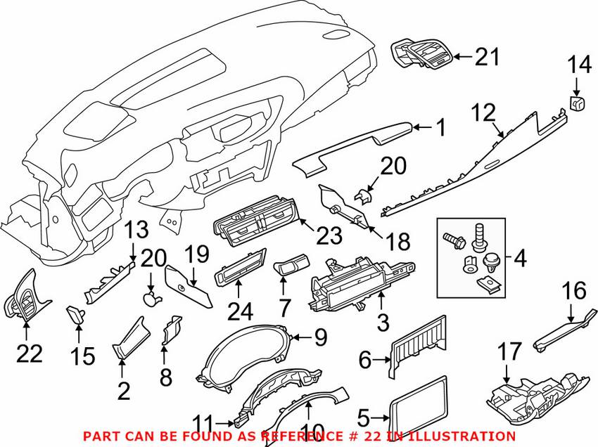 Audi Dashboard Air Vent - Driver Side 4G1820901E6PS