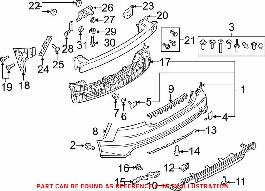 Audi Bumper Cover Support Rail - Rear Passenger Side 4G8807454B