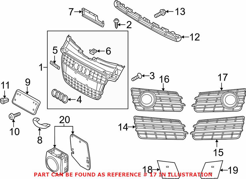 Audi Grille - Front Driver Side Outer 4G8807647A9B9