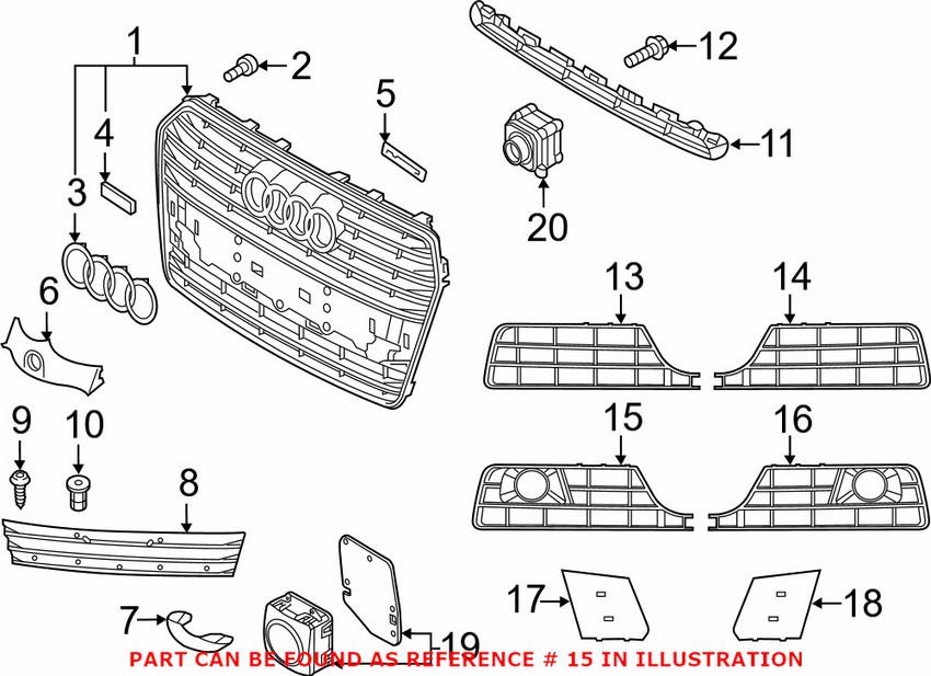 Audi Grille - Front Passenger Side 4G8807648E9B9