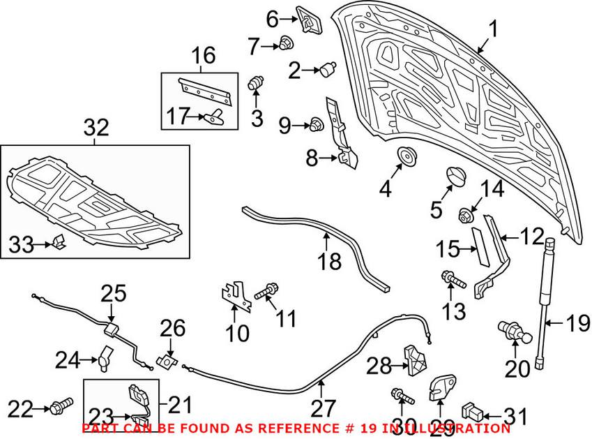 Audi Hood Lift Support 4G8823359A