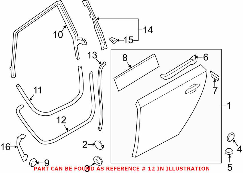 Audi Door Seal - Rear Driver Side