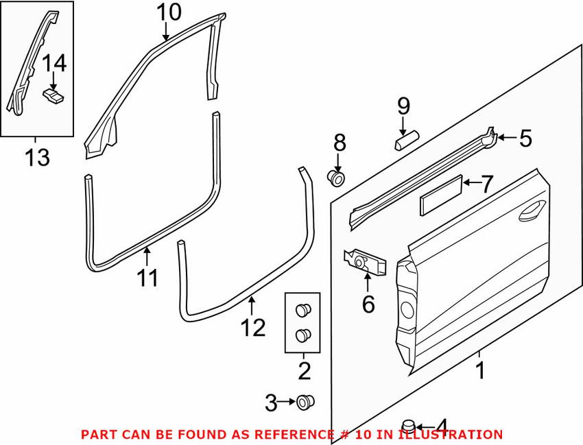 Audi Door Seal - Front Driver Side Upper 4G8845353H