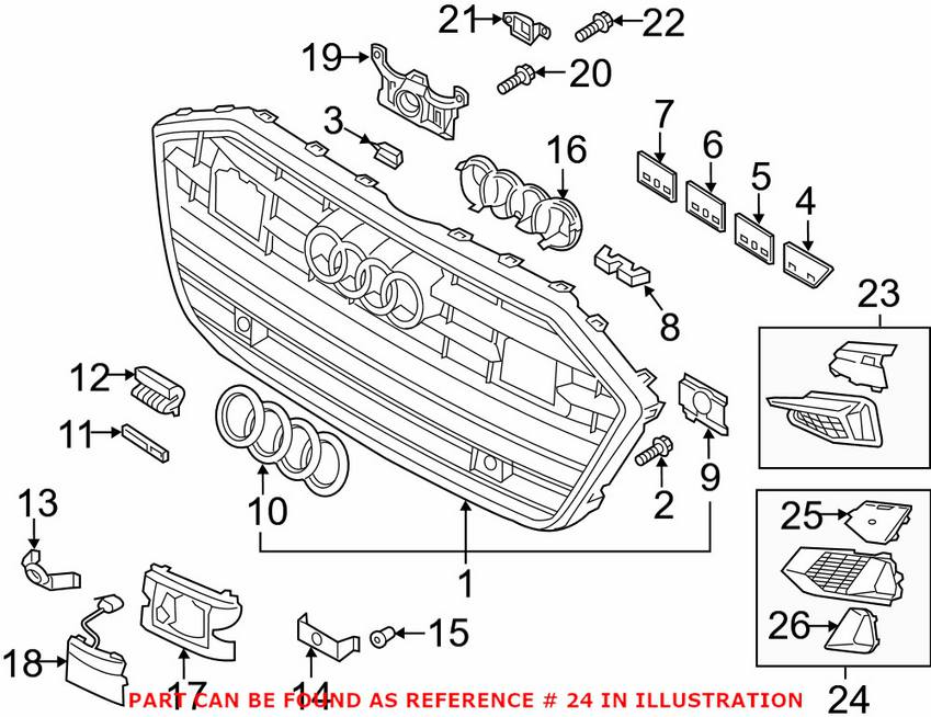 Audi Grille 4K8807647CRU6 - Genuine VW/Audi