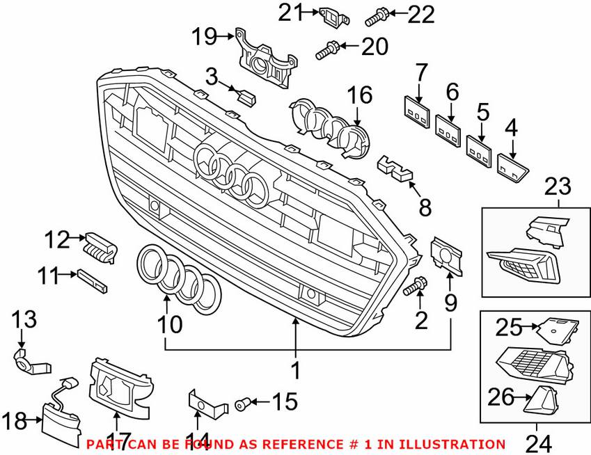 Audi Grille 4K8853651RN4 - Genuine VW/Audi