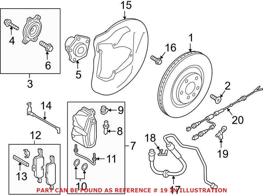 Audi ABS Wheel Speed Sensor - Front 4M0927803C