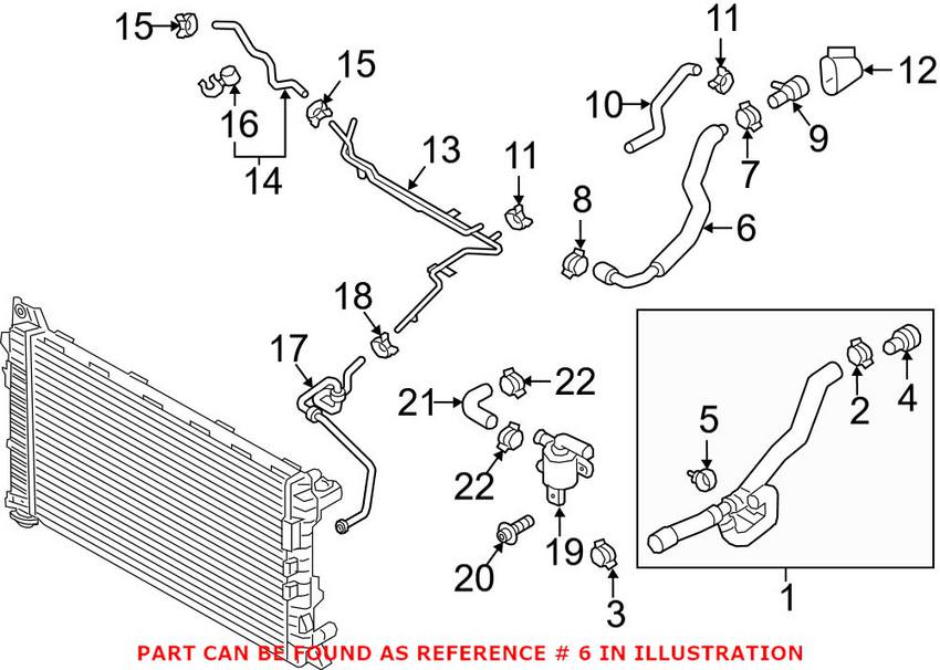 VW HVAC Heater Hose 5N0121157F