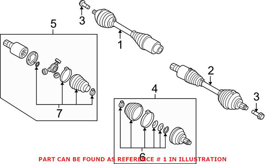 VW CV Axle Assembly - Front Passenger Side 5N0407762Q