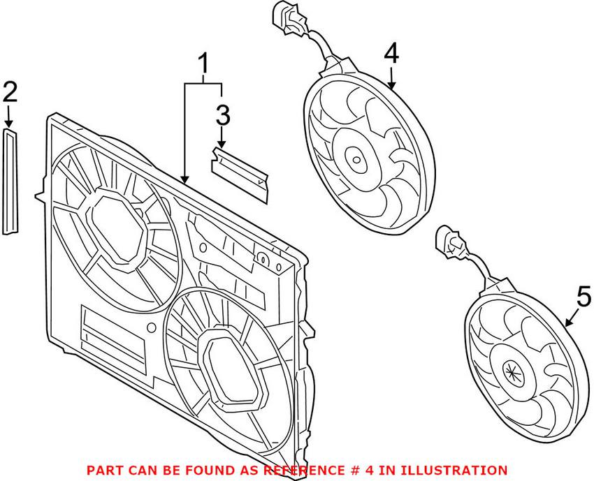 Audi VW Auxiliary Cooling Fan Assembly - Passenger Side 7L0959455G