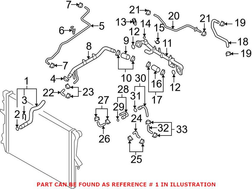 Audi VW Engine Coolant Hose - Lower 7L6122101F