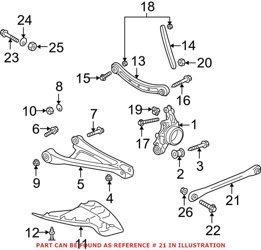 Audi VW Guide Rod - Rear 7L8501529A