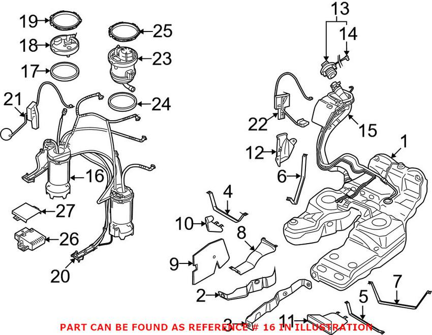 Audi VW Fuel Pump Assembly - Passenger Side 7L8919087B