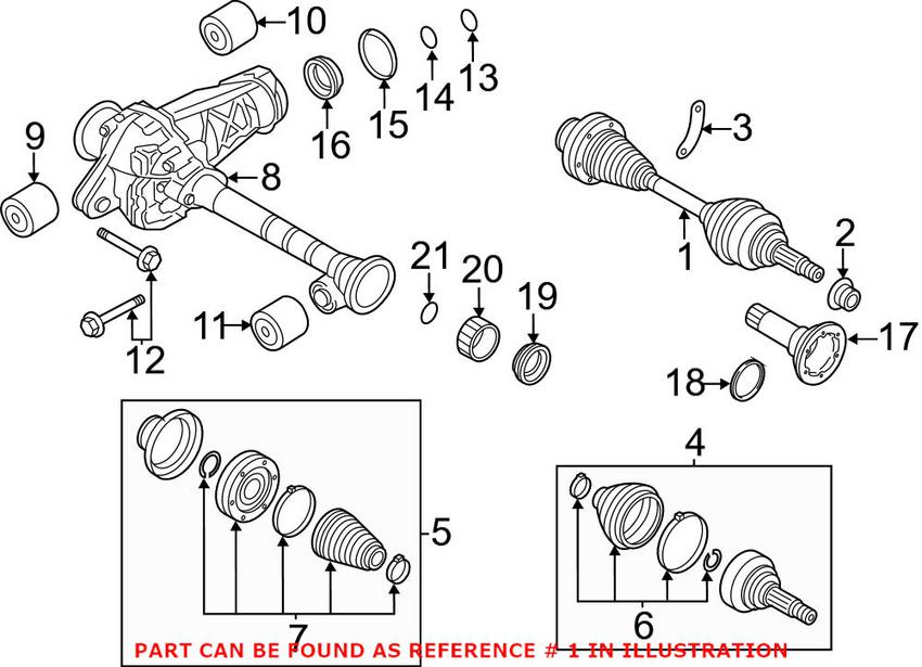 Audi VW Axle Assembly - Front (New) 7P0407271C