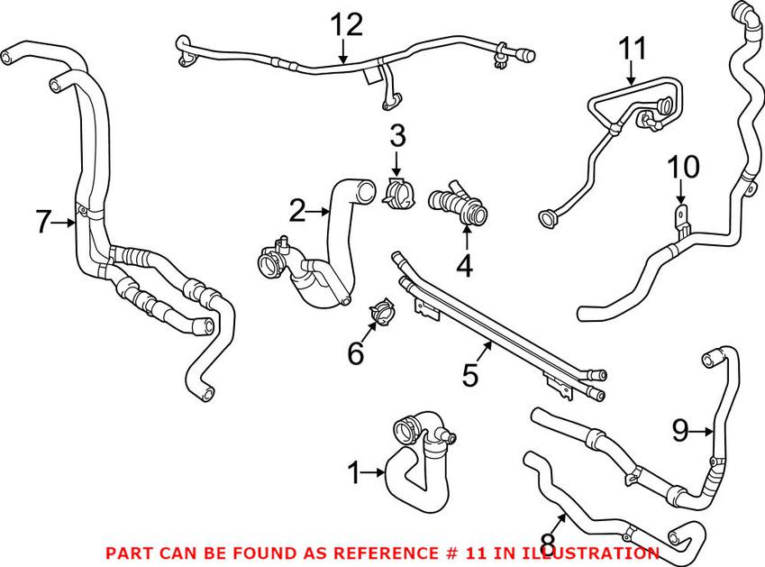 Audi Engine Coolant Pipe - Front 80A121081T