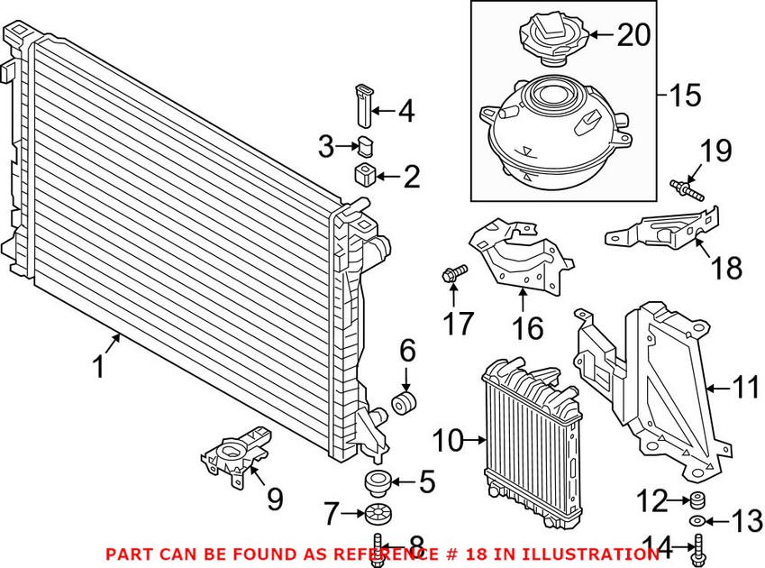 Audi Engine Coolant Reservoir Bracket 80A121232D