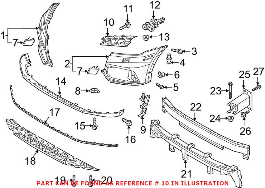 Audi Bumper Cover Support Rail - Front Driver Side Inner 80A807095A