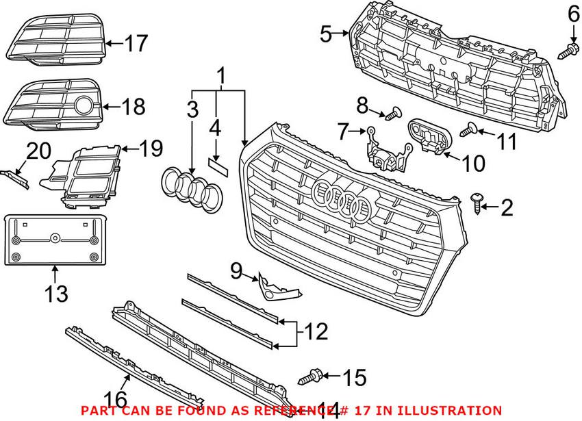 Audi Grille - Front Driver Side 80A807679MRU6