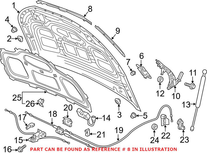 Audi Hood Seal - Front Center 80A823124