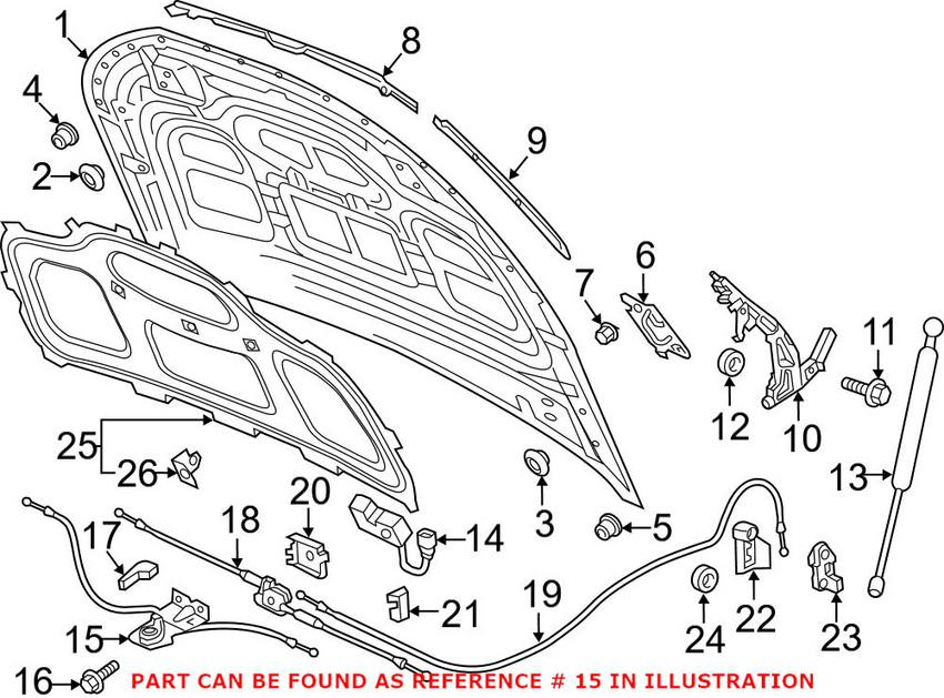 Audi Hood Release Cable - Front 80A823529D