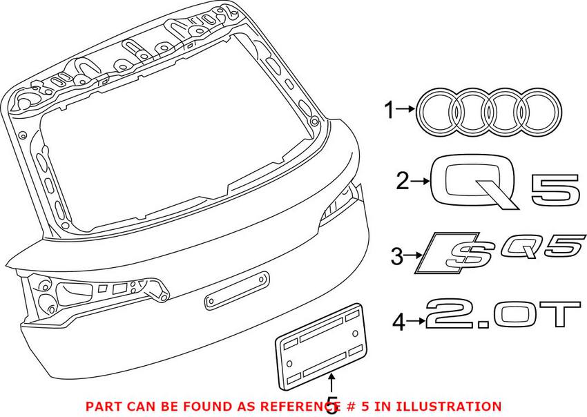 Audi License Plate Bracket - Rear 80A827113A9B9