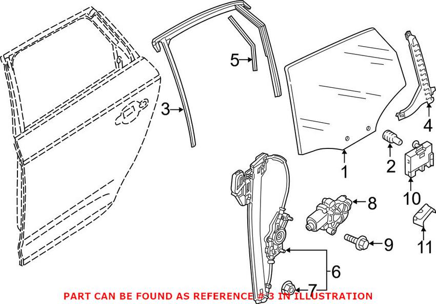 Audi Window Channel - Rear Driver Side