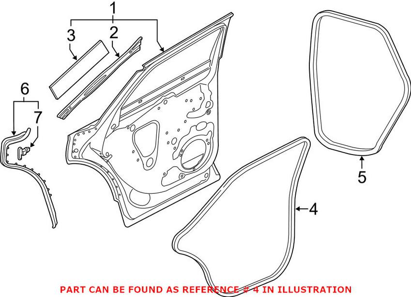 Audi Door Seal - Rear Driver Side Outer 80A839911B